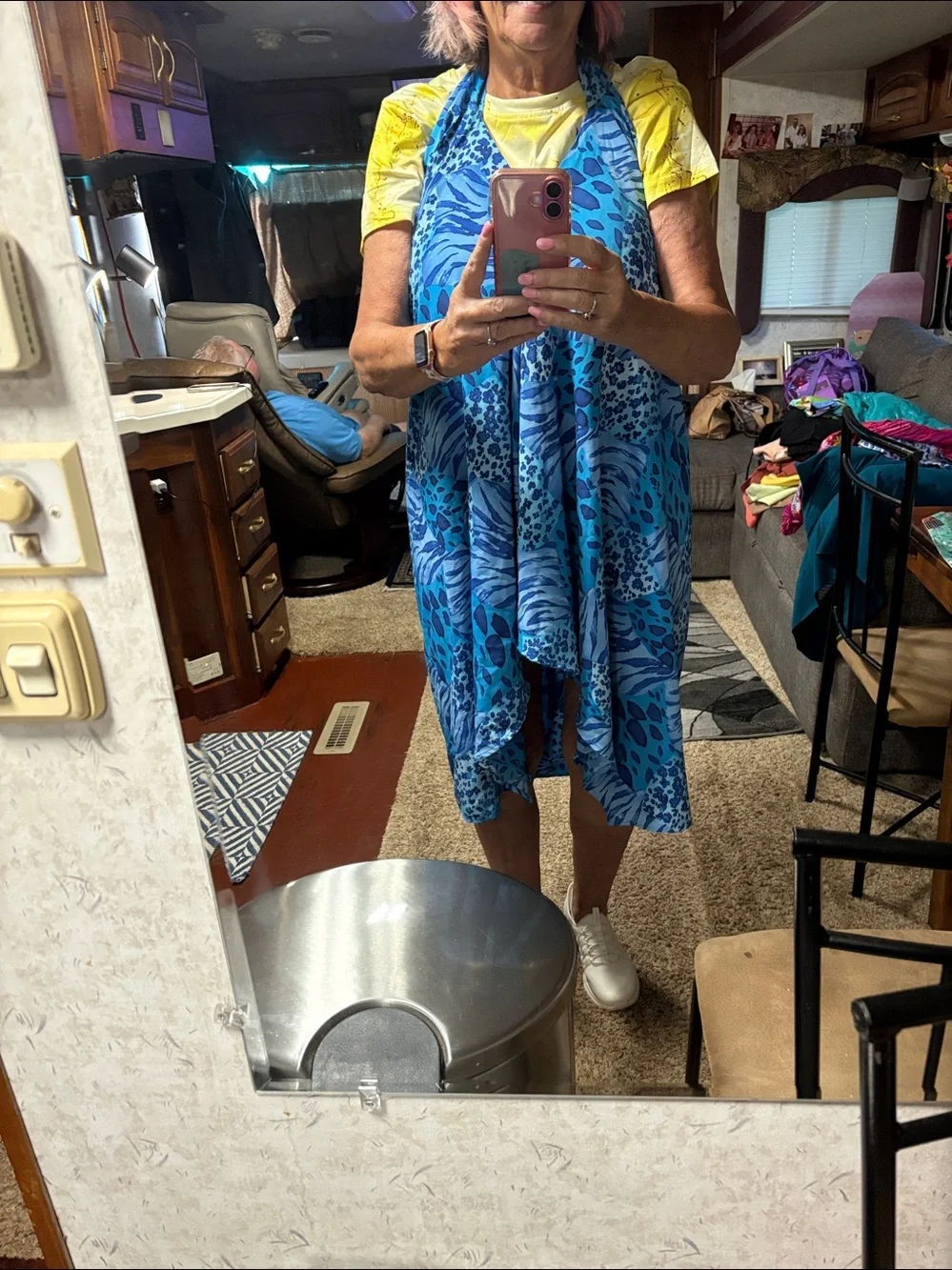 Blue Patterned Women's Swim Coverup